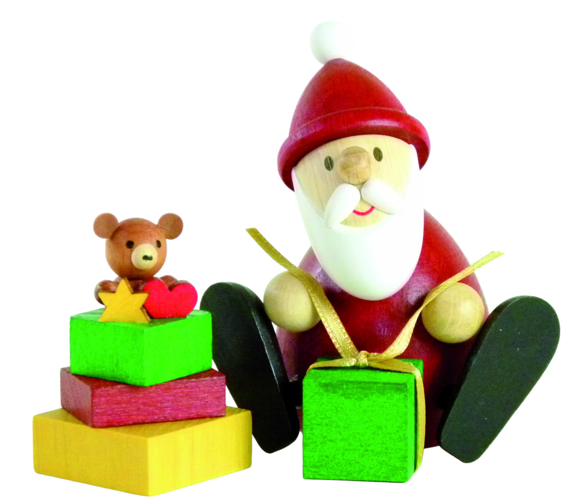 Weihnachtsmann mit Geschenk H 8,3 cm & Geschenkestapel H 5,5 cm