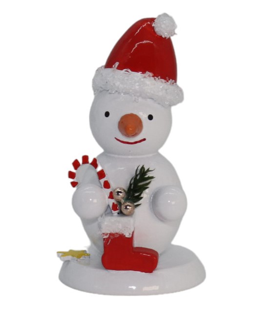 Schneemannfigur stehend  "Nikolaus" mit Zuckerstange